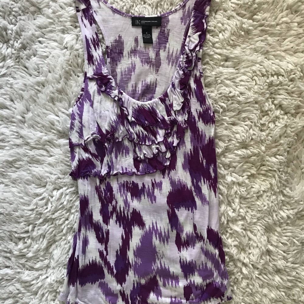 INC purple and white tank